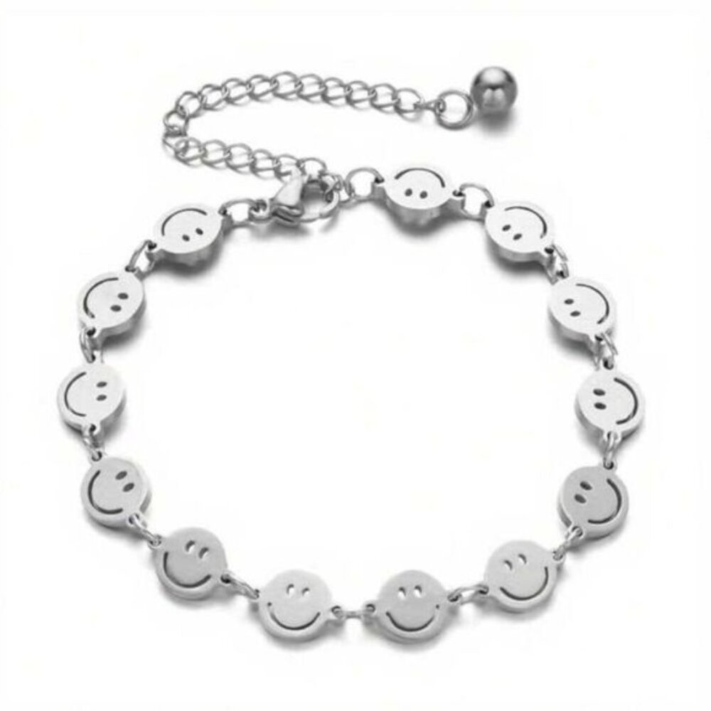 Silver Smiley Face Bracelet N1343
